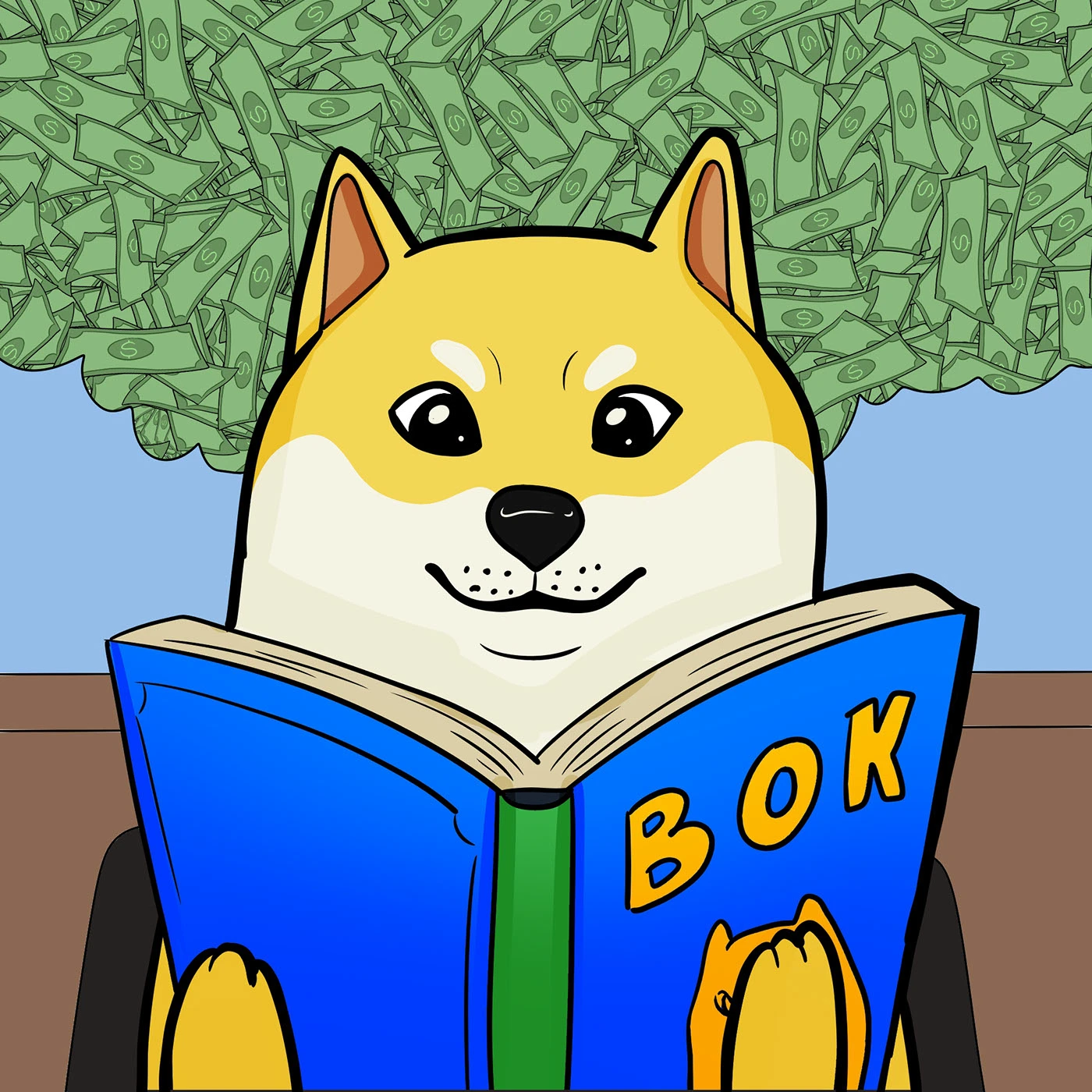 Kabosu reading the BOK